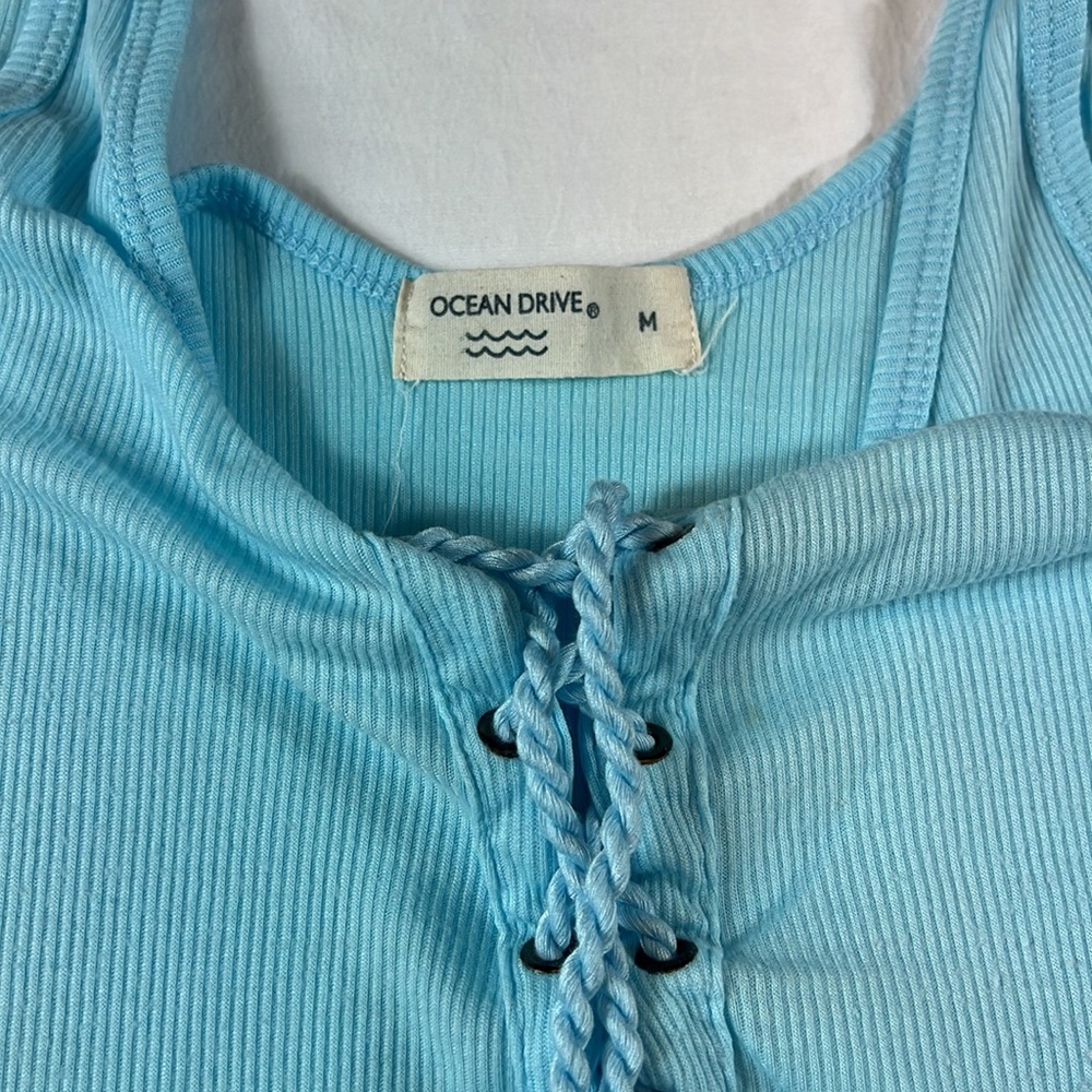 Ocean Drive M Blue Ribbed Tank - Picture 10 of 13